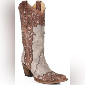 Corral Vintage Addison Sand/Cognac Laser-Cut Overlay Boots